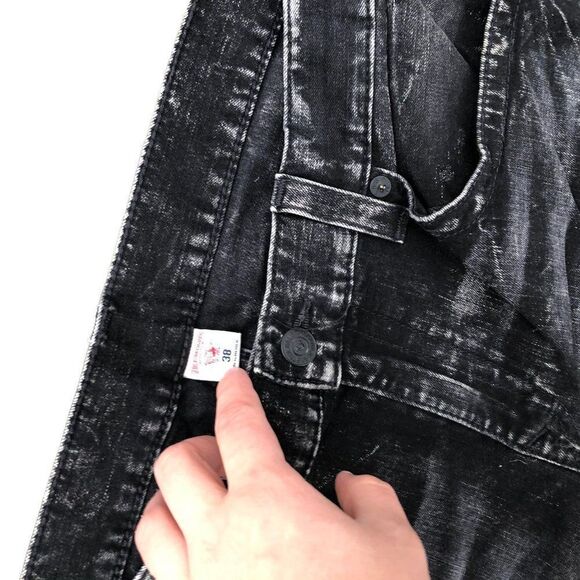 RARE True Religion Jeans Shorts Size 38 MOTO Black T Gray - Picture 8 of 9